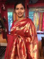 Pink Banarasi Paithani Silk Saree - Image 6