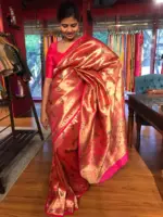 Pink Banarasi Paithani Silk Saree - Image 4