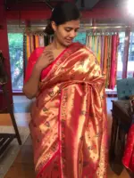 Pink Banarasi Paithani Silk Saree - Image 5