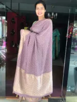 Lilac Banarasi Georgette Silk Saree highlighted with Zari Buttas - Image 3