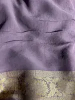 Lilac Banarasi Georgette Silk Saree highlighted with Zari Buttas - Image 6