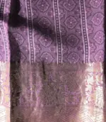 Lilac Printed Organza Silk Saree highlighted with Kanchi Zari Border - Image 5