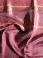 Peach Printed Organza Silk Saree highlighted with Kanchi Zari Border - Image 8