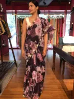 Wine Organza Silk Saree highlighted with Beautiful Cutdana and beads embroidery - Image 6