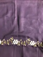 Wine Organza Silk Saree highlighted with Beautiful Cutdana and beads embroidery - Image 8