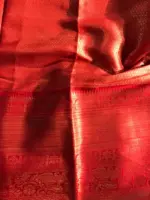 Beige Banarasi Dupion Silk Saree highlighted with Kalamkari Prints and Silk Border - Image 8