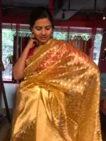 Golden Yellow Tissue Silk Saree