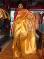 Golden Yellow Tissue Silk Saree - Image 4