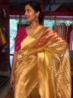 Golden Yellow Tissue Silk Saree - Image 5