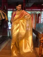 Golden Yellow Tissue Silk Saree - Image 3