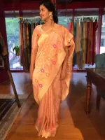 Blush Pink Tissue Silk Saree with Shikargarh Weaves - Image 5