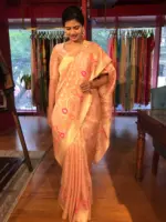 Blush Pink Tissue Silk Saree with Shikargarh Weaves - Image 4