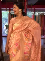 Blush Pink Tissue Silk Saree with Shikargarh Weaves - Image 2