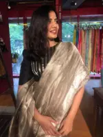 Black Tissue Silk Blouse - Image 2