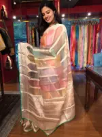 Multicolored Organza Silk Saree - Image 3
