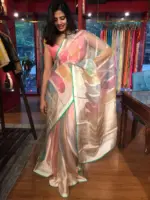 Multicolored Organza Silk Saree - Image 4