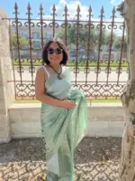 Sea Green Tussar Tissue Silk Saree - Image 8