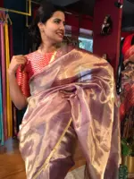 Ombre Lavender Tissue Silk Saree with Gold Zari Weaves