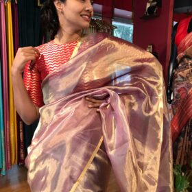 Ombre Lavender Tissue Silk Saree with Gold Zari Weaves