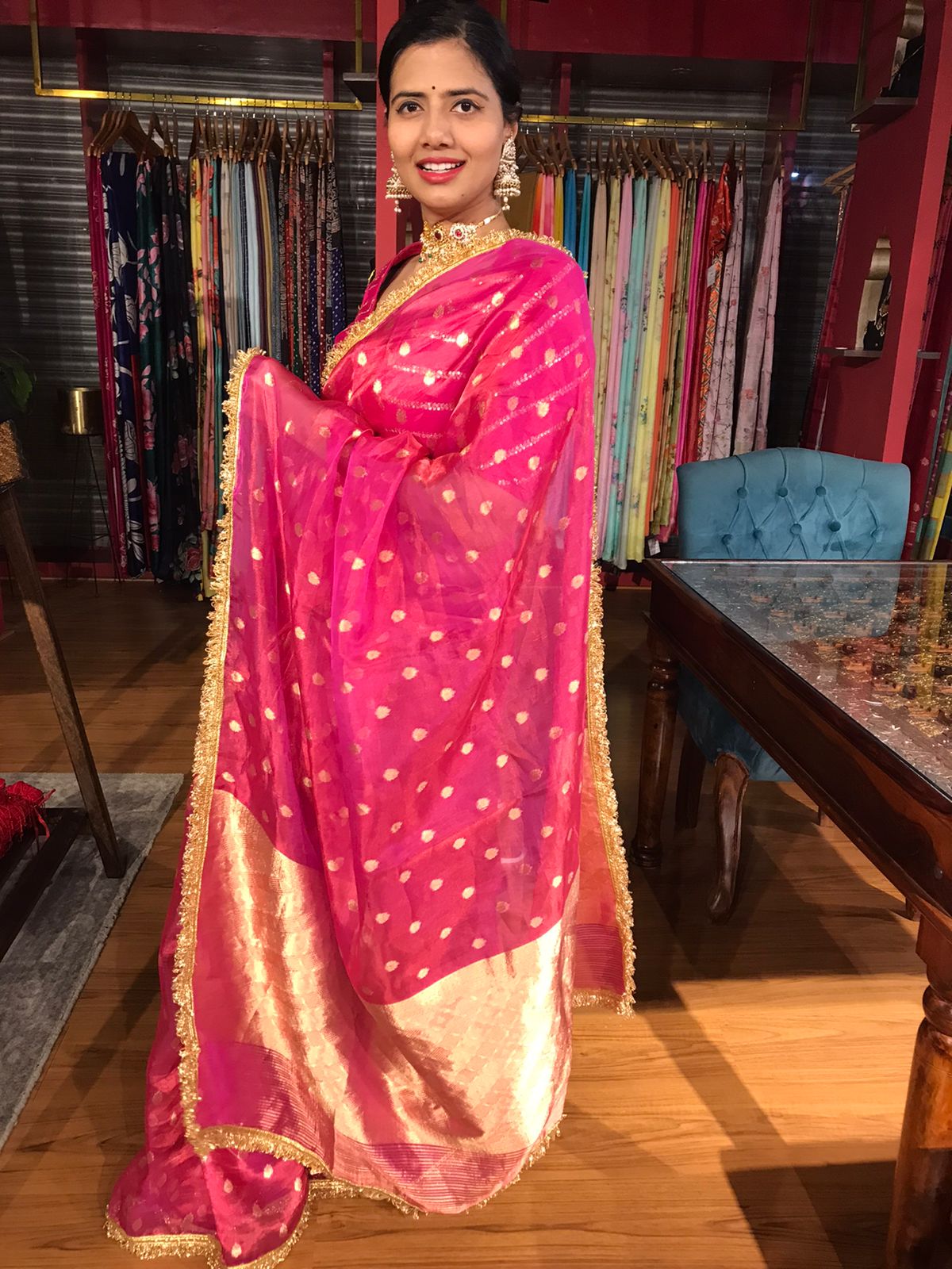 Buy Red Handwoven Tissue Saree Online at Jaypore.com