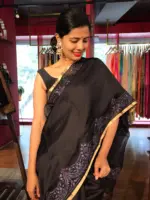 Black Embroidered Organza Silk Saree - Image 2