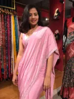 Pink Crepe Silk Saree with Cutdana Embroidery