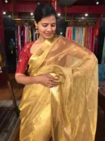 Gold Tissue Silk Saree with Self designed Border
