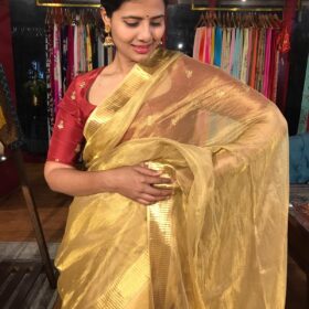 Gold Tissue Silk Saree with Self designed Border