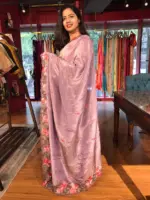 Lilac Tissue Silk Saree with Cutwork Embroidery - Image 8
