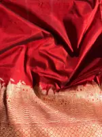 Deep Red Handwoven Banarasi Katan Silk Saree - Image 8