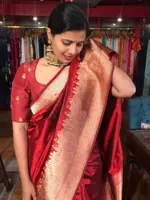 Deep Red Handwoven Banarasi Katan Silk Saree