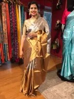 Gold Silver Tissue Silk Saree - Image 5