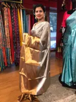Gold Silver Tissue Silk Saree - Image 6