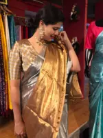 Gold Silver Tissue Silk Saree - Image 2