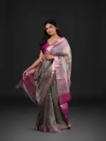 Blue Tissue Silk Saree with Beautiful Kalamkari Prints