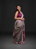 Blue Tissue Silk Saree with Beautiful Kalamkari Prints - Image 6