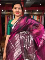 Magenta Mangalagiri Silk Saree with Kanchi Silk Border