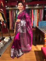 Magenta Mangalagiri Silk Saree with Kanchi Silk Border - Image 7