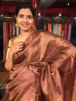 Coffee Brown Tussar Silk Saree with Tissue Silk Zari Weaves