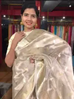 Gold Silver Tissue Silk Saree with Zari Buttis