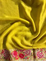 Yellow Georgette Saree Embroidered with Sequins and Florals - Image 9