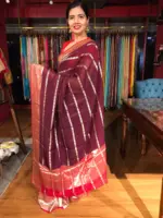 Brown Georgette Saree with Gold Zari Weaves - Image 4