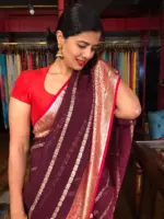 Brown Georgette Saree with Gold Zari Weaves
