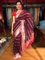 Brown Georgette Saree with Gold Zari Weaves - Image 6