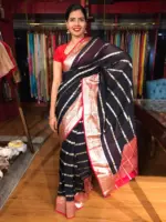 Navyblue Georgette Saree with Gold Zari Weaves - Image 2