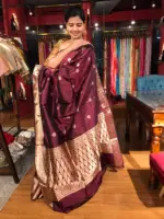 Maroon Handwoven Banarasi Katan Silk Saree - Image 6