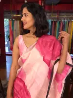 Pink Rosé Handpainted Silk Saree