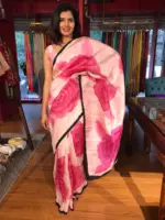 Pink Rosé Handpainted Silk Saree - Image 8
