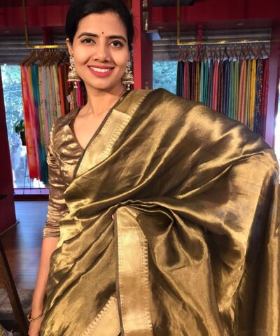 Molten Gold Banarasi Handwoven Tanchui Silk Saree