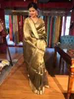 Molten Gold Banarasi Handwoven Tanchui Silk Saree - Image 3